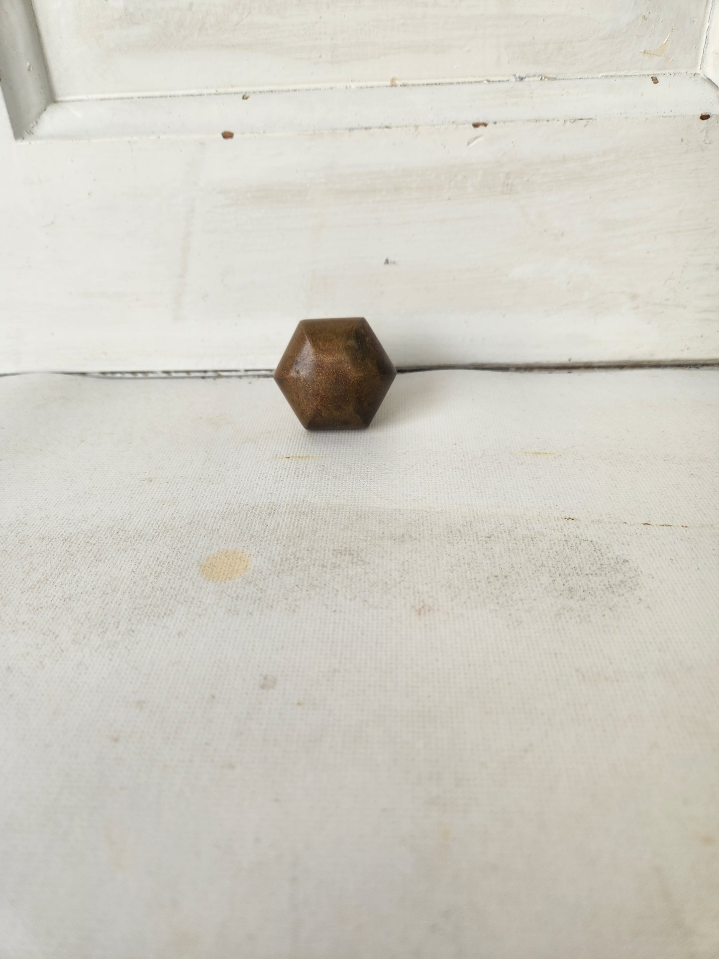 Small Solid Bronze Hexagon Doorknob, Screen Door Knob, Doorbell Pull, Small Size Antique Door Knob Victorian Era, 010410