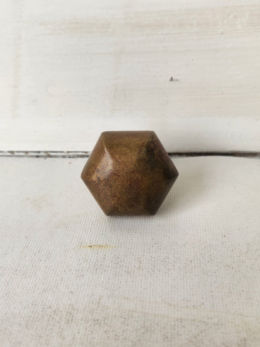 Small Solid Bronze Hexagon Doorknob, Screen Door Knob, Doorbell Pull, Small Size Antique Door Knob Victorian Era, 010410