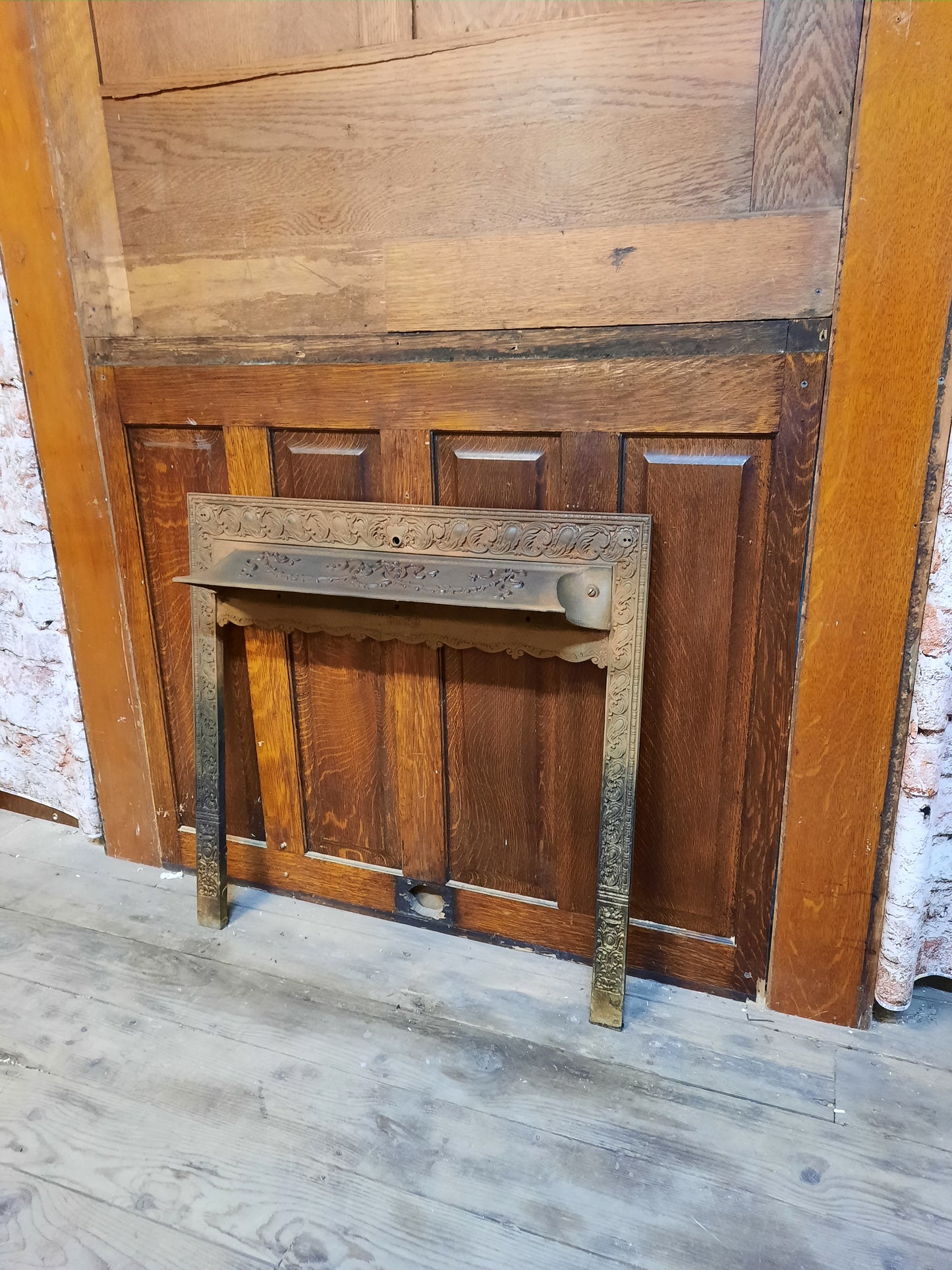 Antique Decorative Cast Iron Fireplace Frame, Antique Firebox Opening Frame