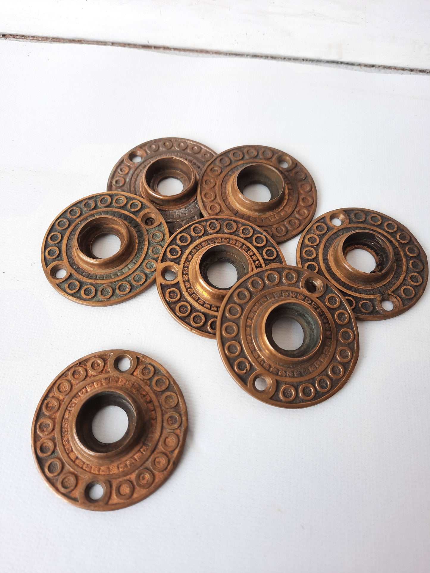 Cast Bronze Design Door Knob Rosettes, Doorknob Collar Rosette Backplates 011802