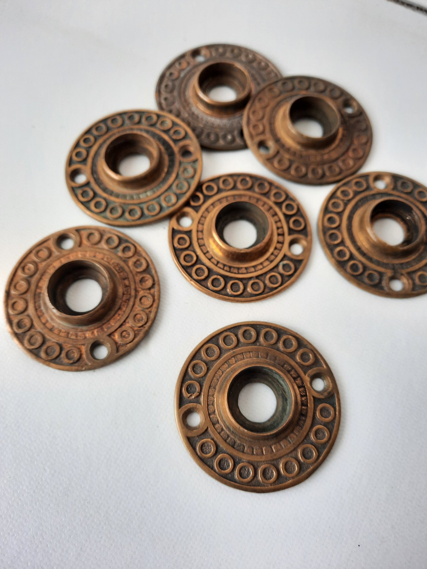 Cast Bronze Design Door Knob Rosettes, Doorknob Collar Rosette Backplates 011802