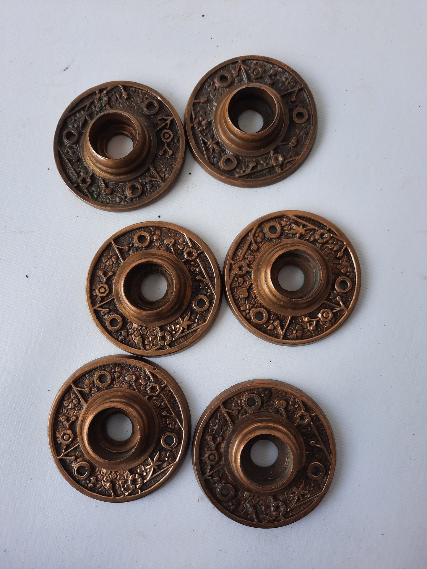 Antique Bronze Ekado Design Rosettes, Doorknob Collar Rosette Backplates