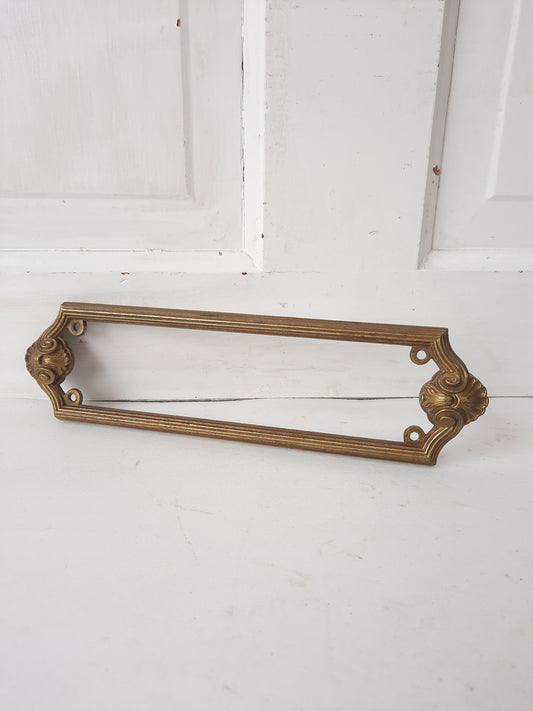 Antique Bronze Label Slot or Name Plate Holder, Letter Slot Frame, Door Placard Frame 012902