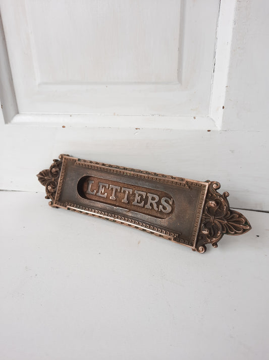Antique Bronze Letters Slot, Antique Fancy Mail Letter Door Slot 013111