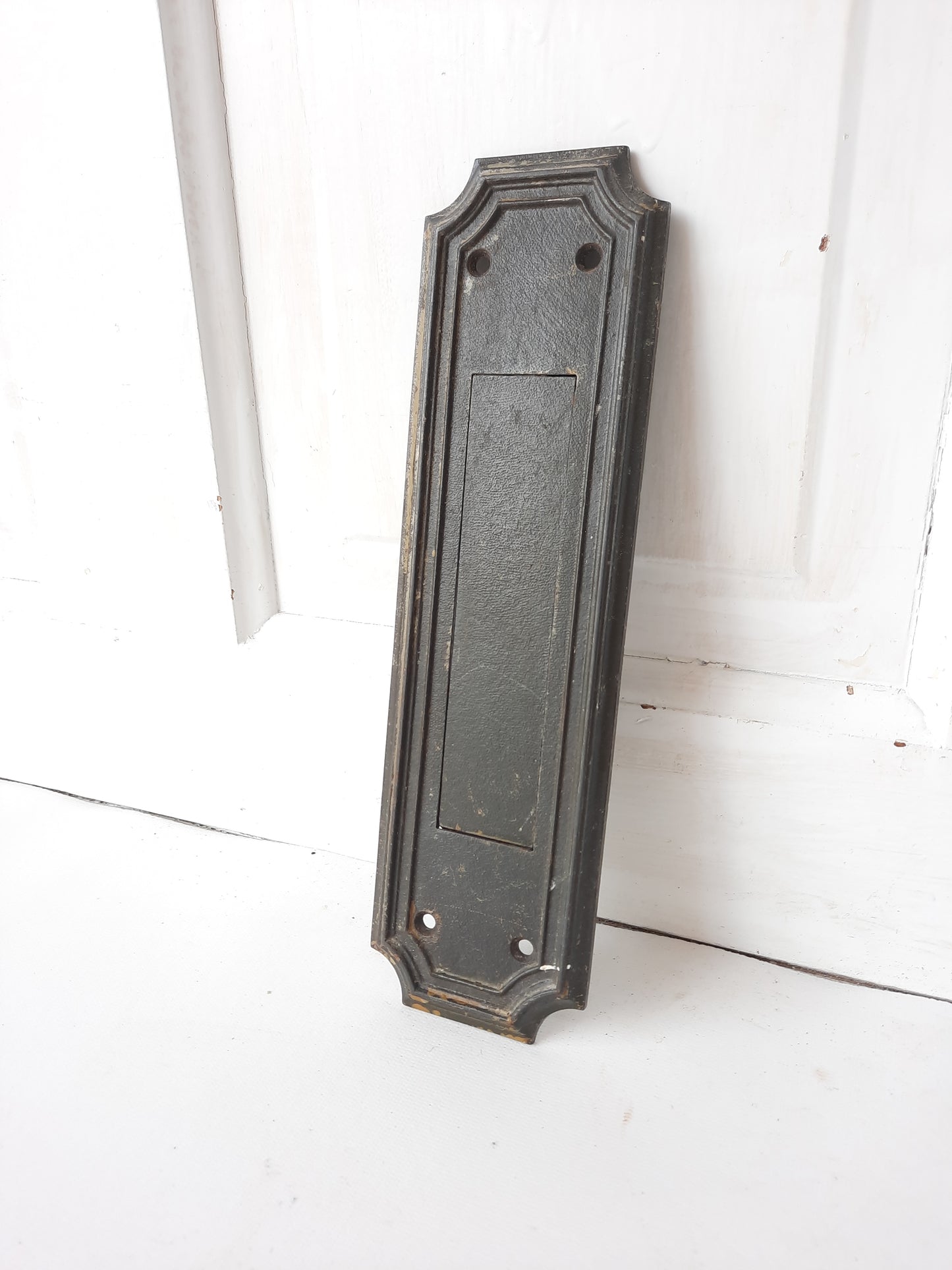 Antique Vertical Iron Door Mail Slot, Antique Door Mail or Letter Slot 013113