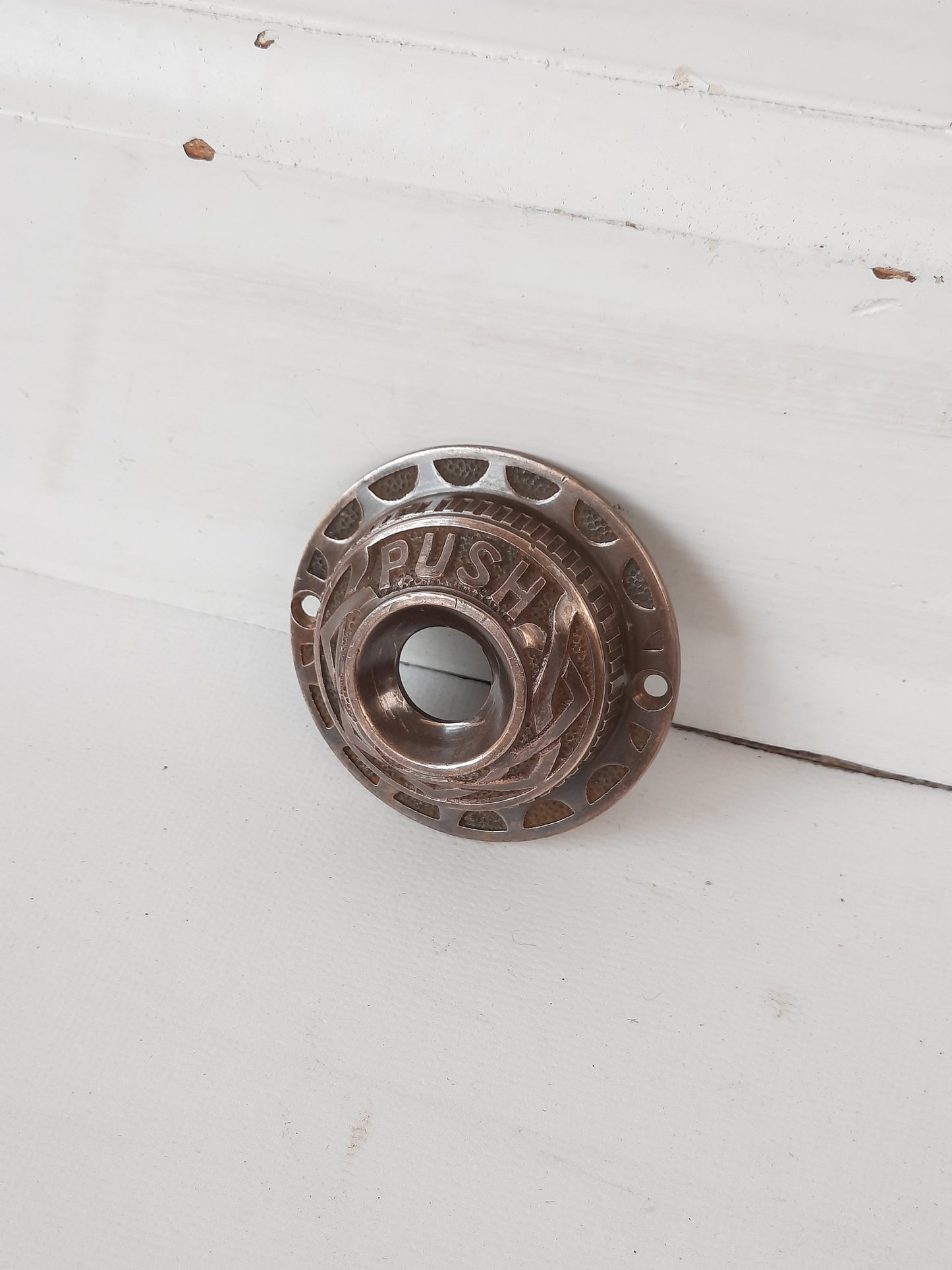 Antique Bronze "Push" Doorbell Cover, Push Button Door Bell Plate 020106