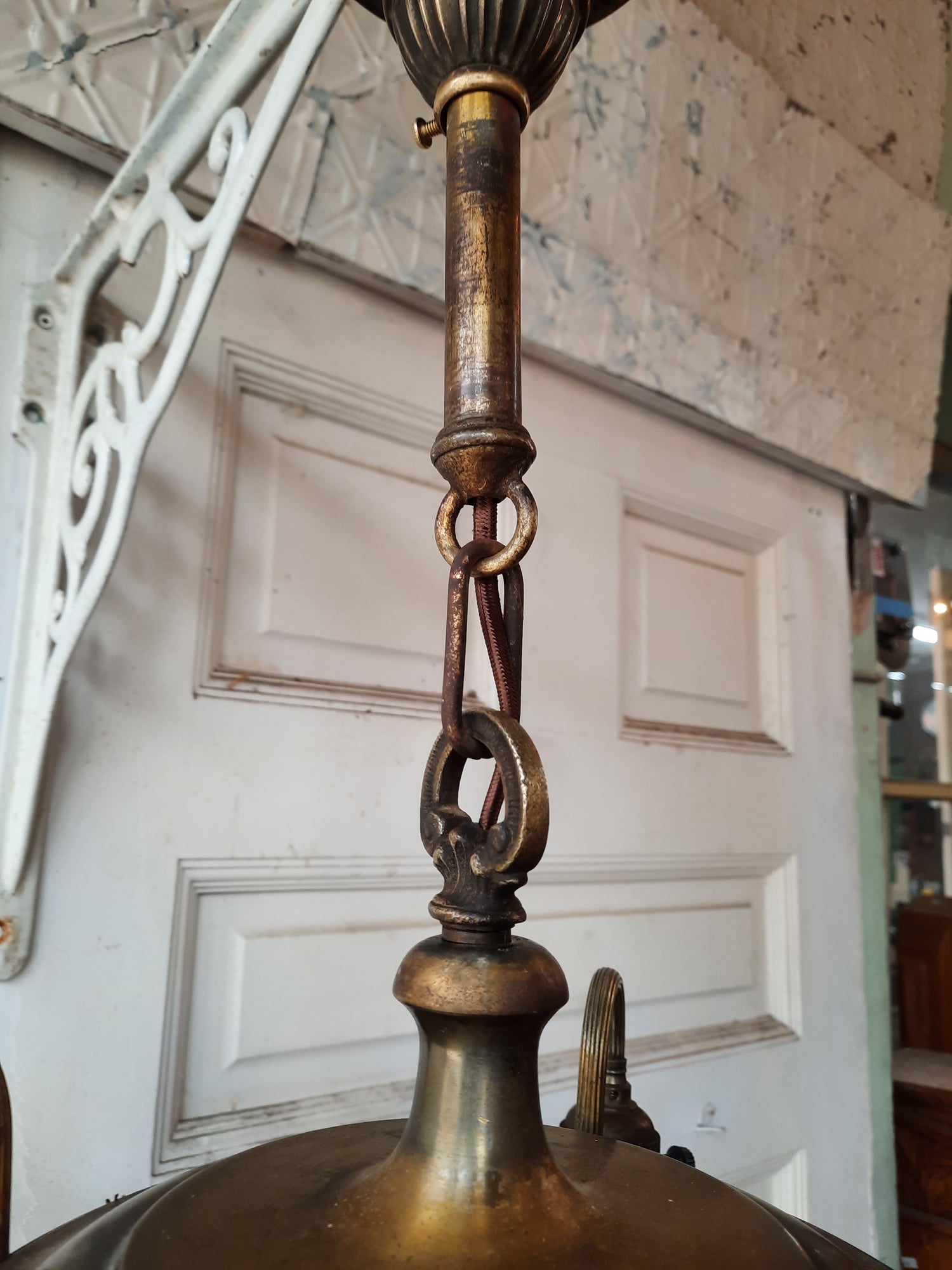 Antique Brass 4-Arm Chandelier - Historic House Salvage