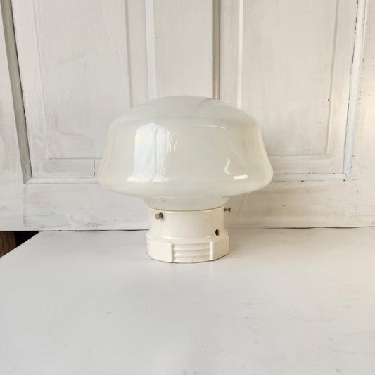 Retro White School House Shade Light, Vintage White Milk Glass Ceiling Light 020801