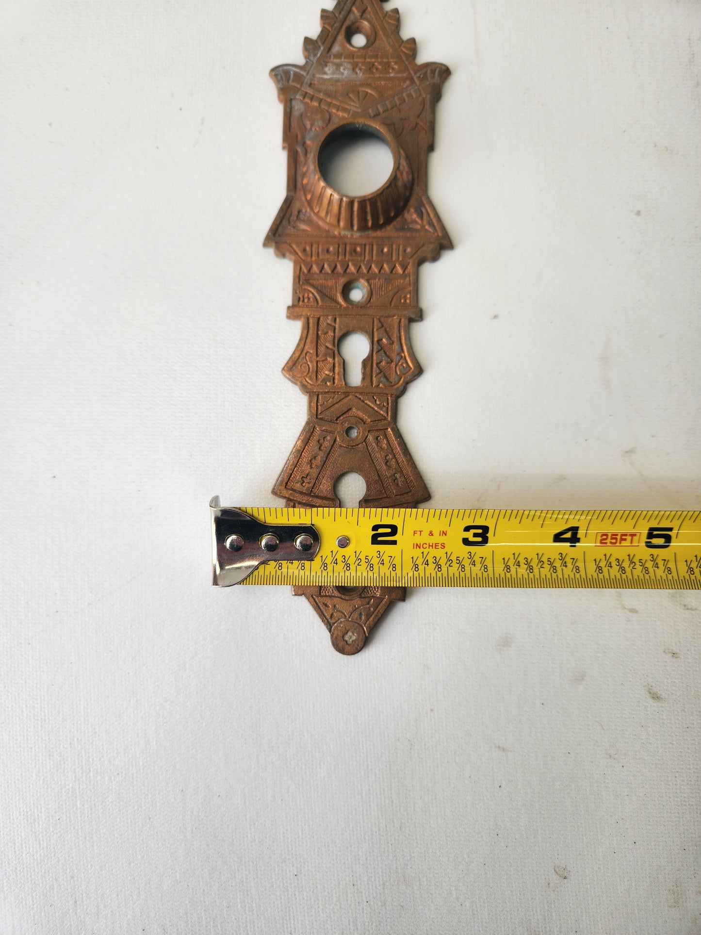 Niles Hardware Antique Bronze Exterior Door Plate, Antique Door Plate Double Keyhole Backplate 02803