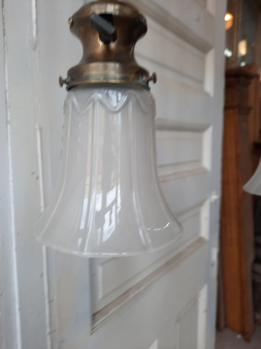 Antique Brass Pan Light with Five Hanging Chain Lights, Large Flush Mount Ceiling Light with Hanging Sockets