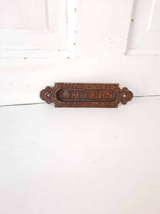 Cast Iron Antique Letters Slot, Antique Fancy Mail Letter Door Slot 030602