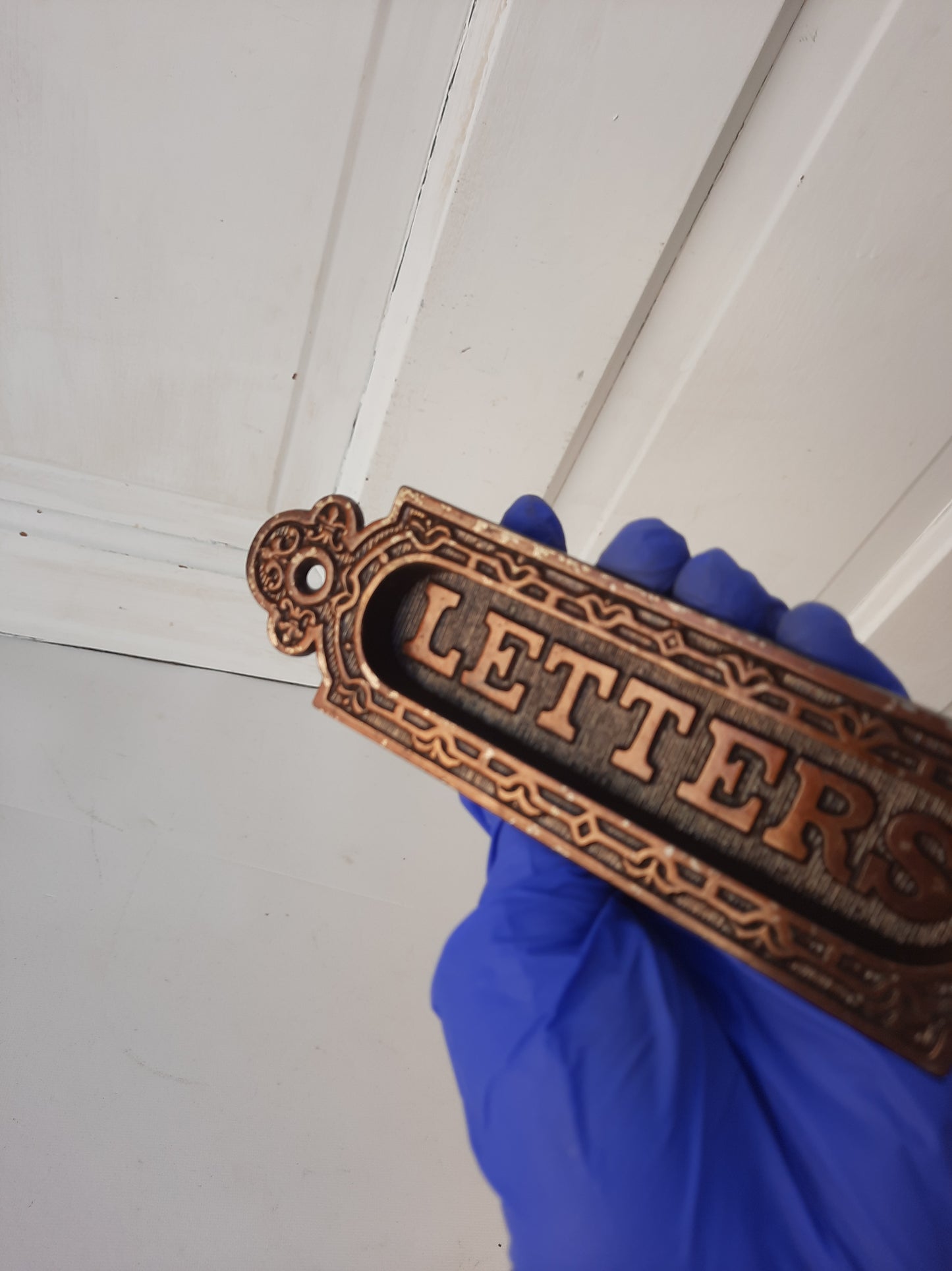 Cast Iron Antique Letters Slot, Antique Fancy Mail Letter Door Slot 030602