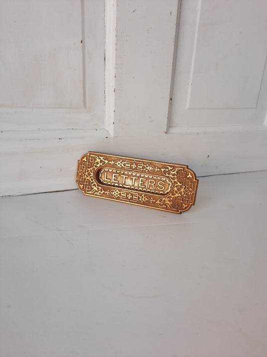 Eastlake Antique Brass Letters Slot, Antique Fancy Mail Letter Door Slot 030603