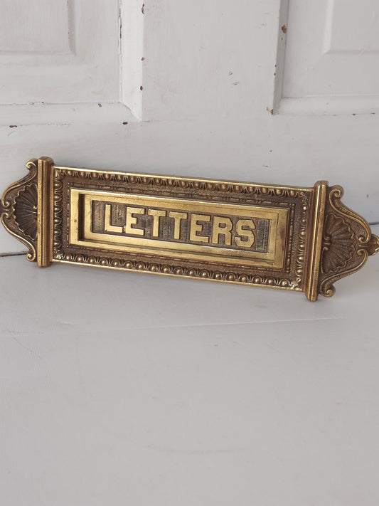 Antique Brass Letters Slot, Antique Fancy Mail Letter Door Slot 030604