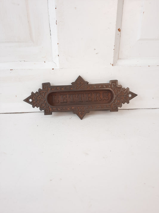 Cast Iron Antique Letters Slot, Antique Fancy Mail Letter Door Slot 030705
