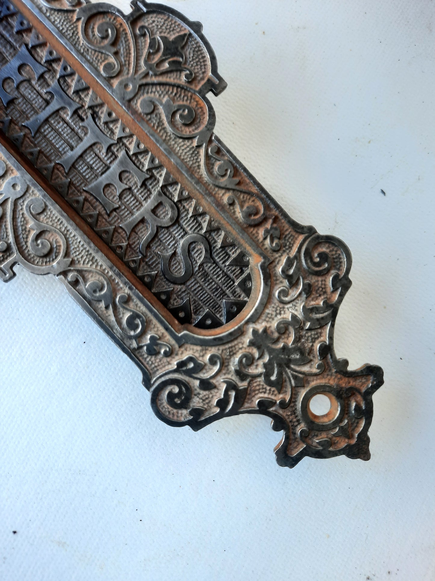 Ornate Cast Iron Antique Letters Slot, Antique Fancy Mail Letter Door Slot 031902
