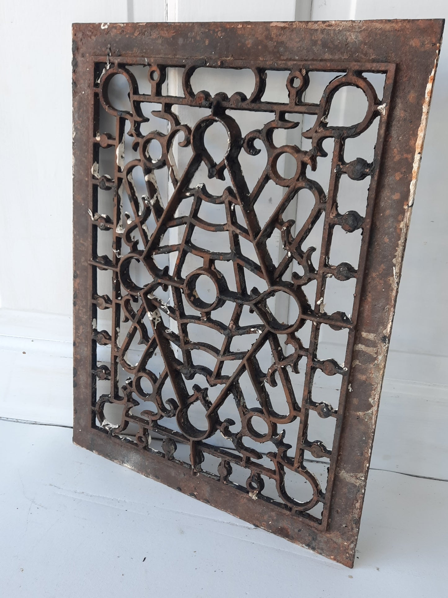 12 x 16 Antique Vent Cover Iron Register Cover, Scroll Pattern Ornate Grate 011105
