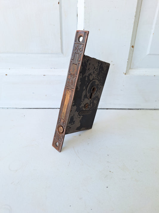 Ornate Single Antique Pocket Door Lock, Rolling Door Lock Set Working Condition 040911