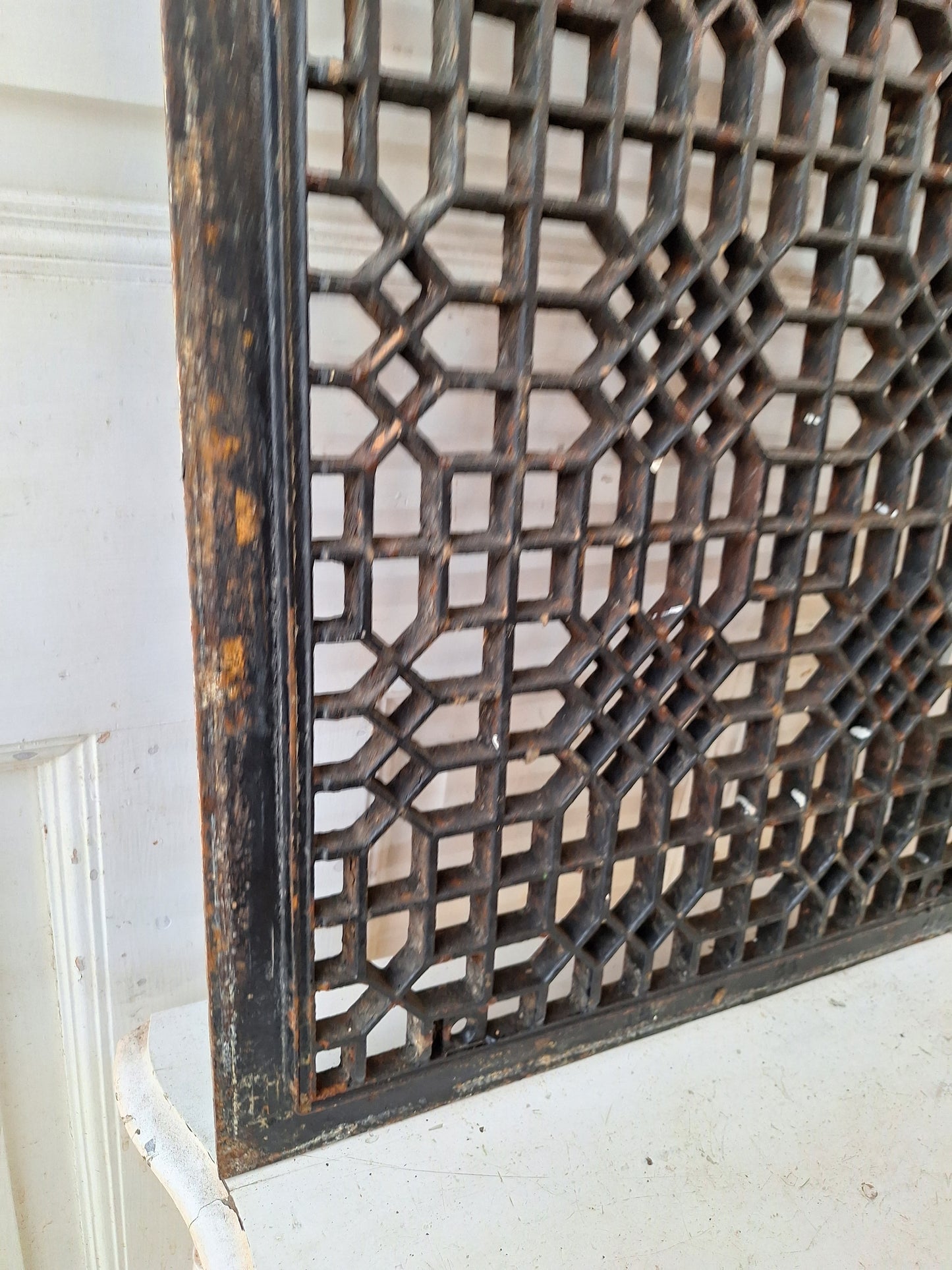 20 x 26 Antique Decorative Iron Floor Vent Cover, Black Iron Floor Grate #041601
