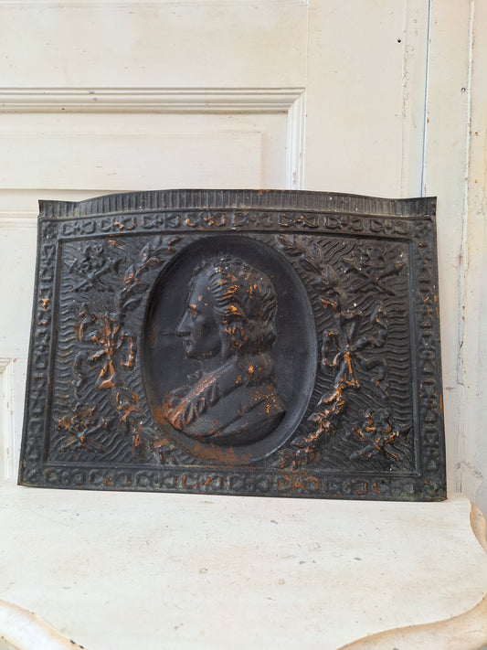 Ornate Victorian Summer Cover in Copper Washed Tin, Fancy Fireplace Metal Screen Cover 041609
