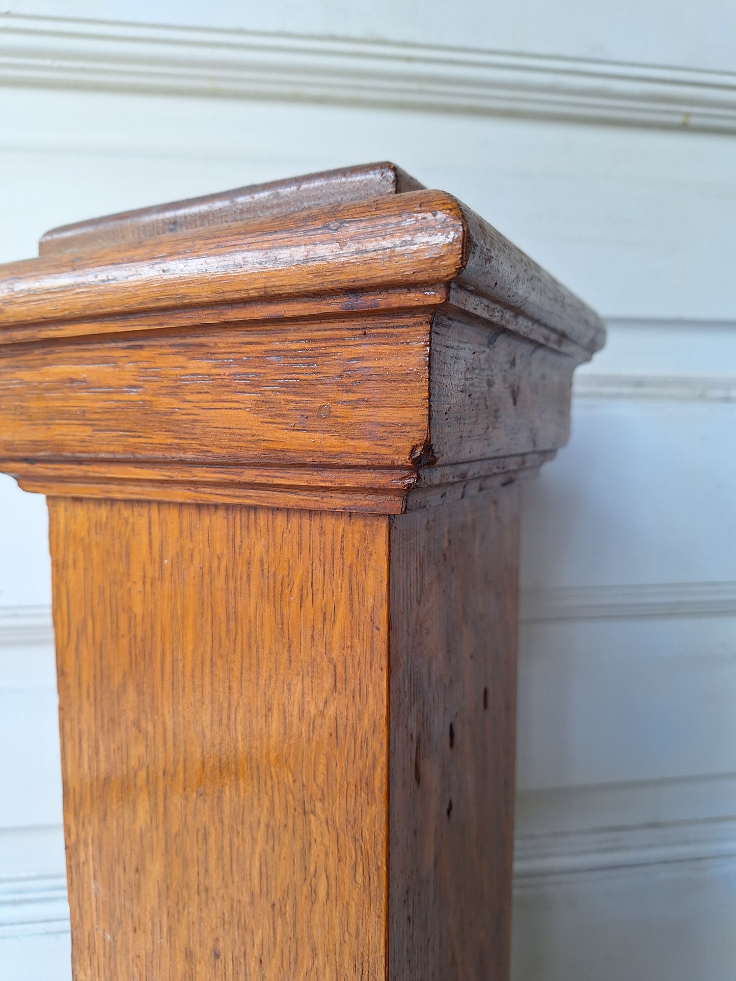 Vintage Oak Stair Newel Post, Craftsman or Arts and Crafts Style Staircase Post 042005