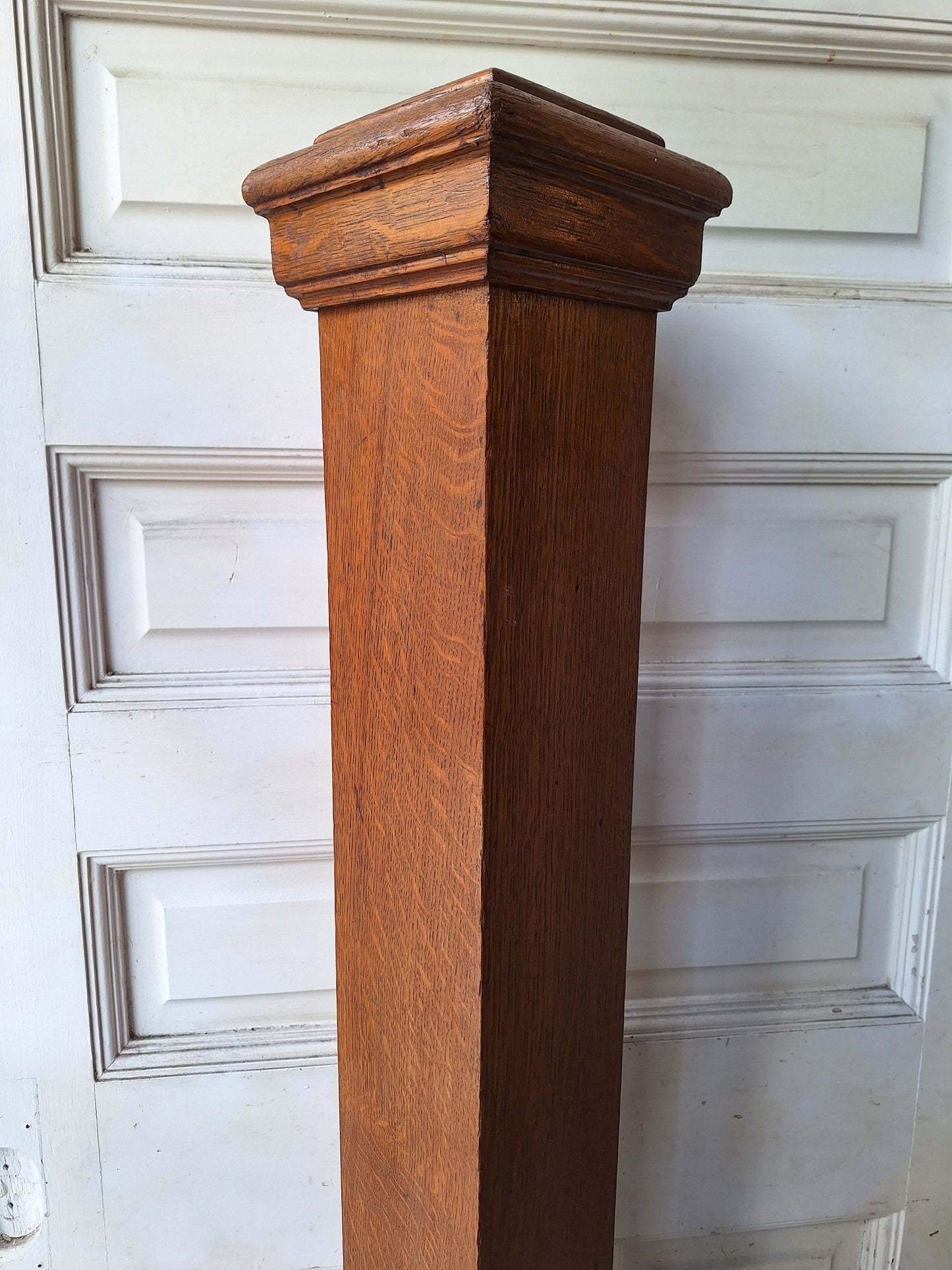 Vintage Oak Stair Newel Post, Craftsman or Arts and Crafts Style Staircase Post 042005