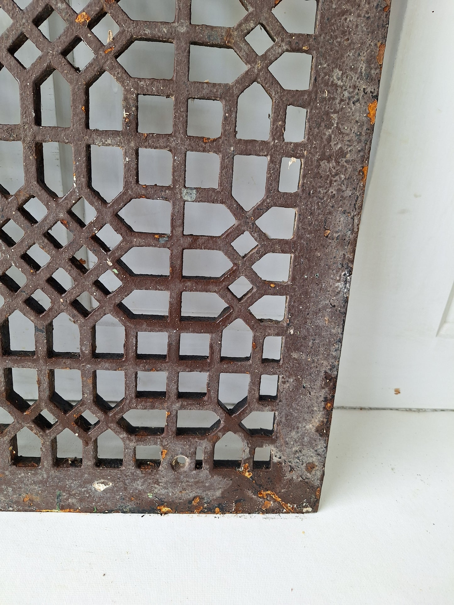 20 x 26 Antique Decorative Iron Floor Vent Cover, Black Iron Floor Grate #050701