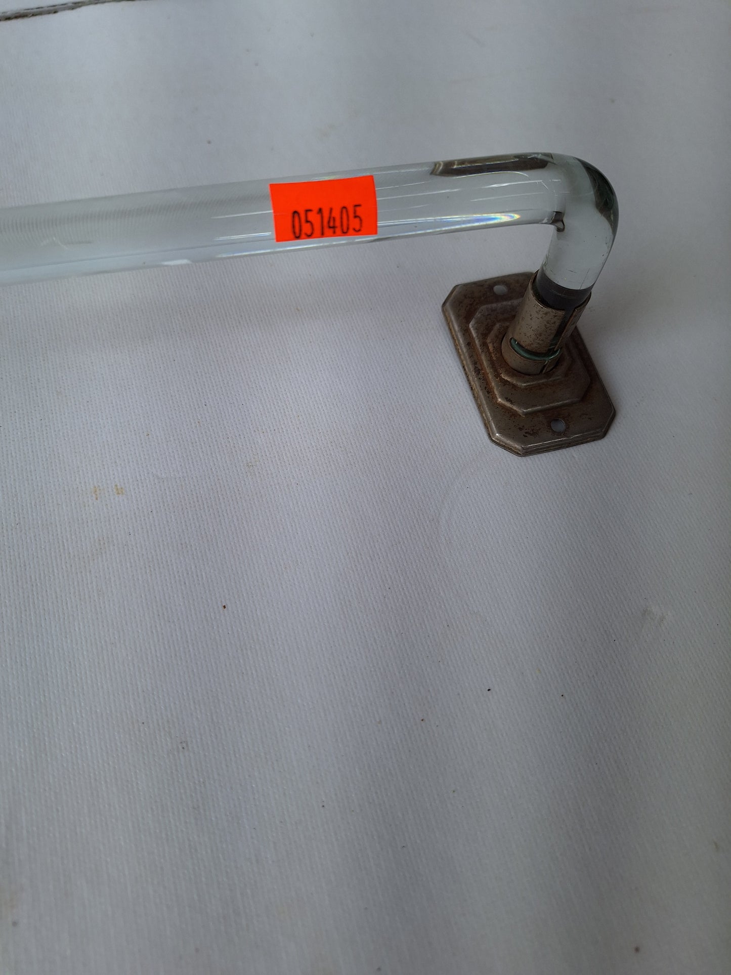 25" Clear Curved Glass Towel Bar, Vintage Glass and Chrome Antique Towel Rack #051405