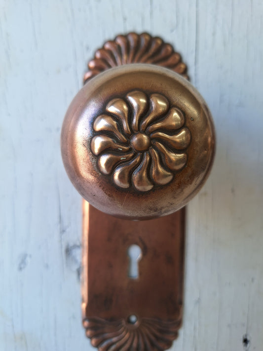 Antique Bronze Door Hardware Set, Antique Door Plates and Knobs, Vintage Door Knobs, Ornate Backplates, Victorian Hardware 051808