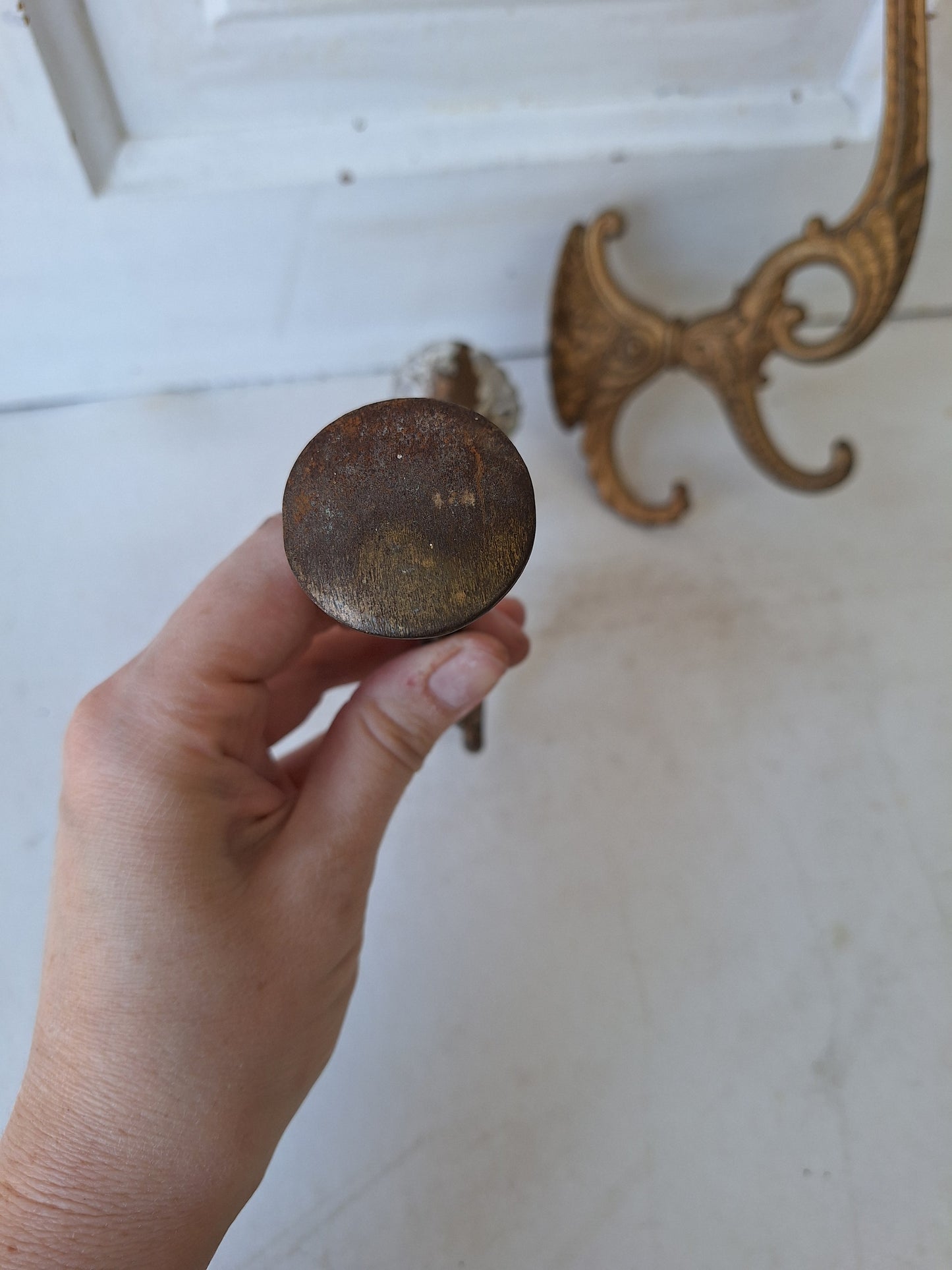 Two Cast Iron Victorian Hat or Coat Hooks, Large Ornate Iron Wall Hat Hooks