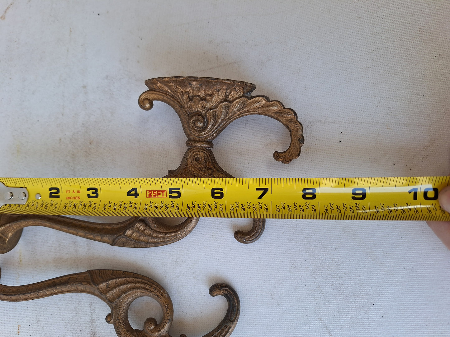 Two Cast Iron Victorian Hat or Coat Hooks, Large Ornate Iron Wall Hat Hooks