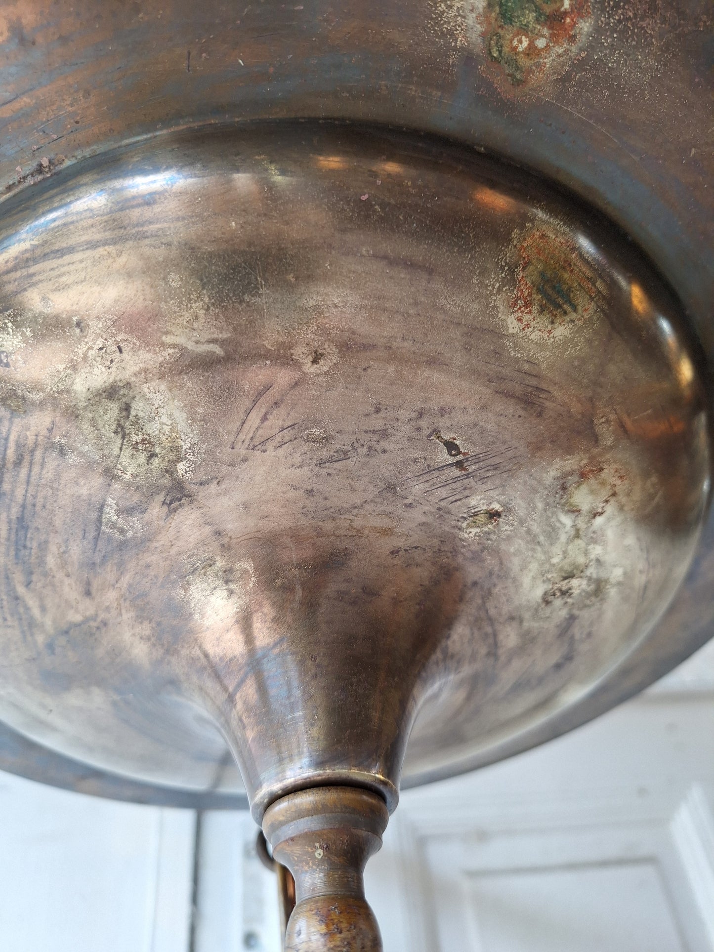 Antique Brass Pan Light with Three Hanging Chain Lights, Large Flush Mount Ceiling Light with Hanging Sockets (Copy)