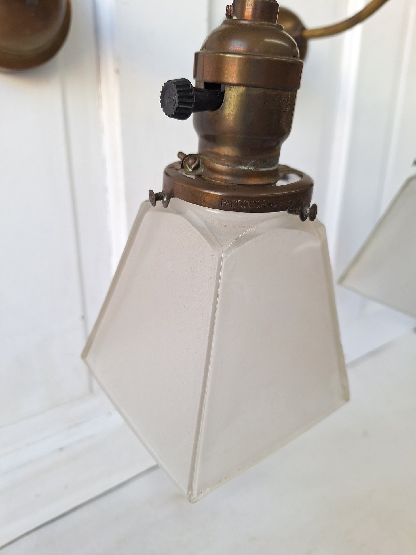 Antique Brass Sconces with Square Glass Shades, Wall Sconce Lights with Square Glass Globes