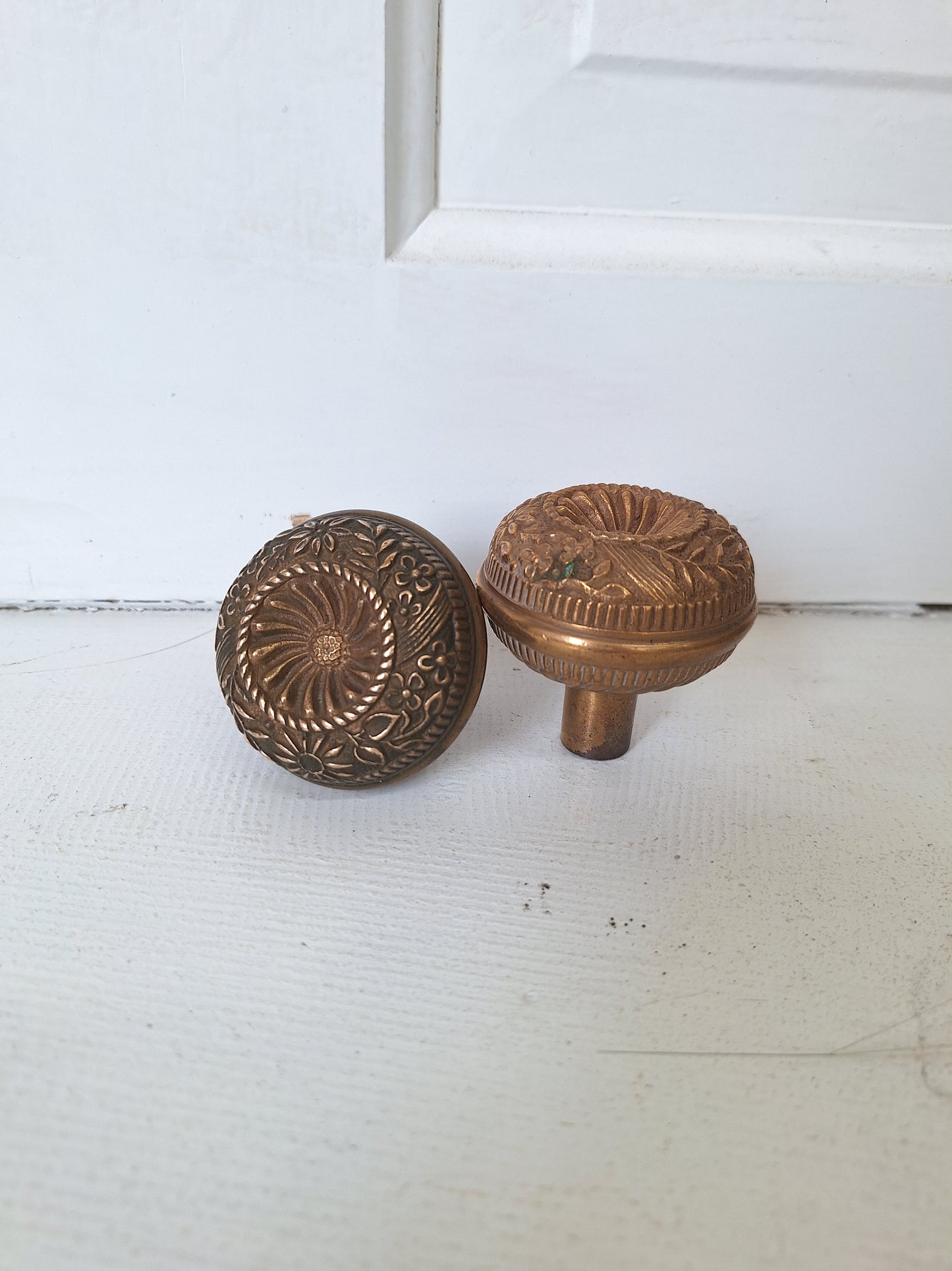 Two Eastlake or Vernacular Design Door Knobs, Antique Solid or Cast Bronze Doorknobs, Victorian Hardware Victorian 071302