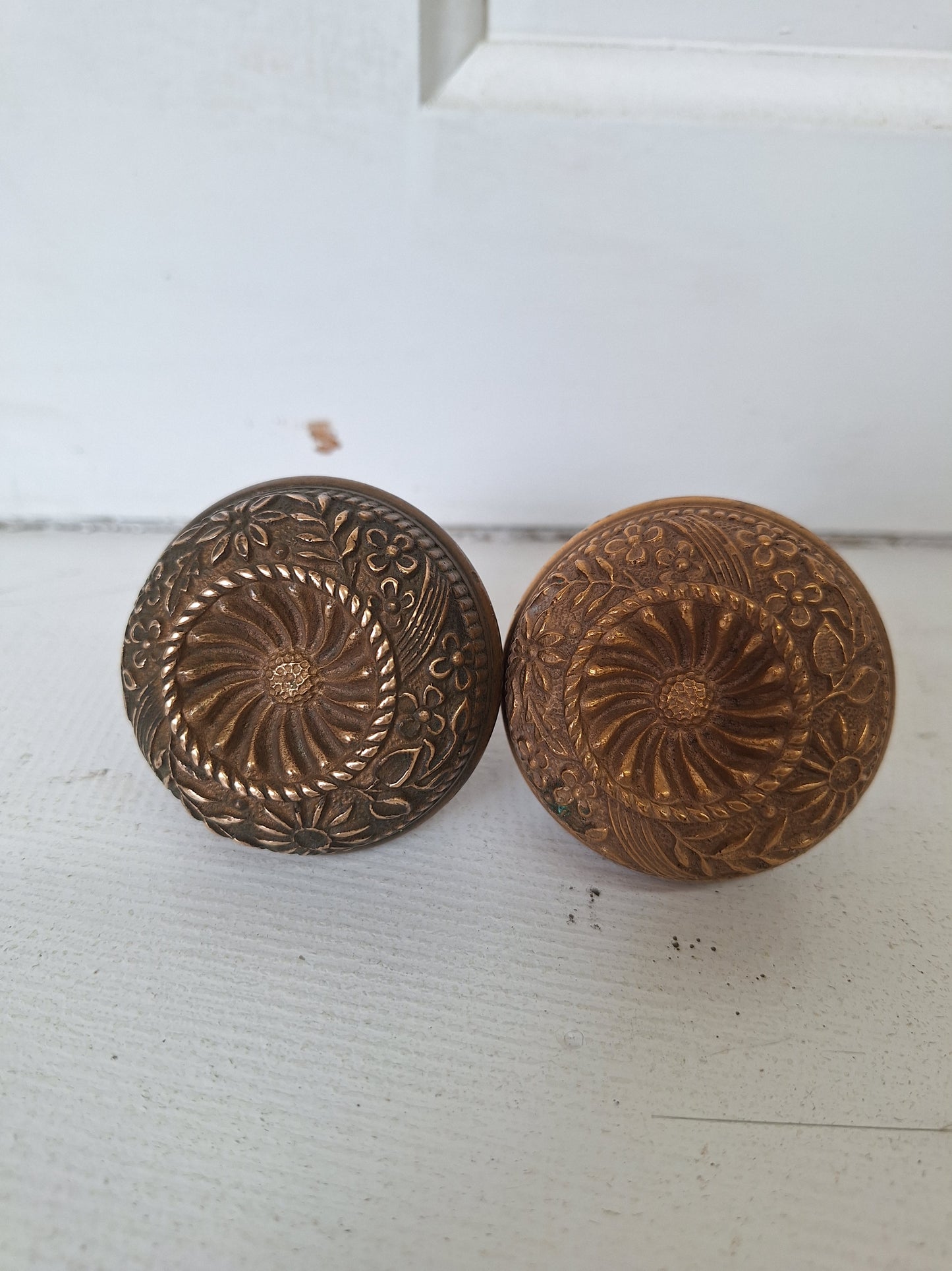 Two Eastlake or Vernacular Design Door Knobs, Antique Solid or Cast Bronze Doorknobs, Victorian Hardware Victorian 071302