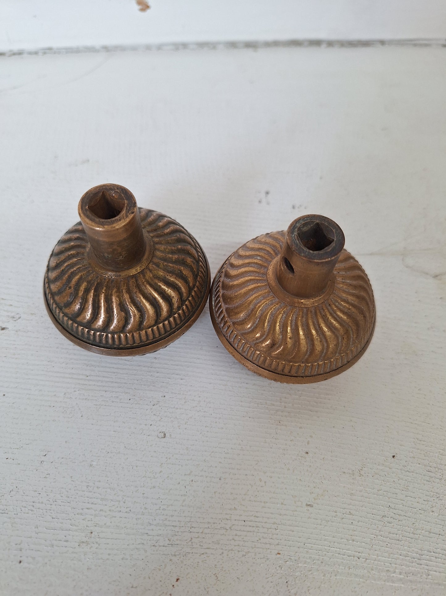 Two Eastlake or Vernacular Design Door Knobs, Antique Solid or Cast Bronze Doorknobs, Victorian Hardware Victorian 071302