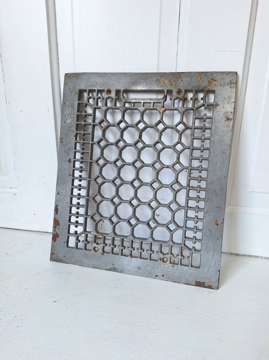 12 x 14 Antique Honeycomb Design Cast Iron Vent Cover, Floor or Wall Mount Heat Register Grate #071317