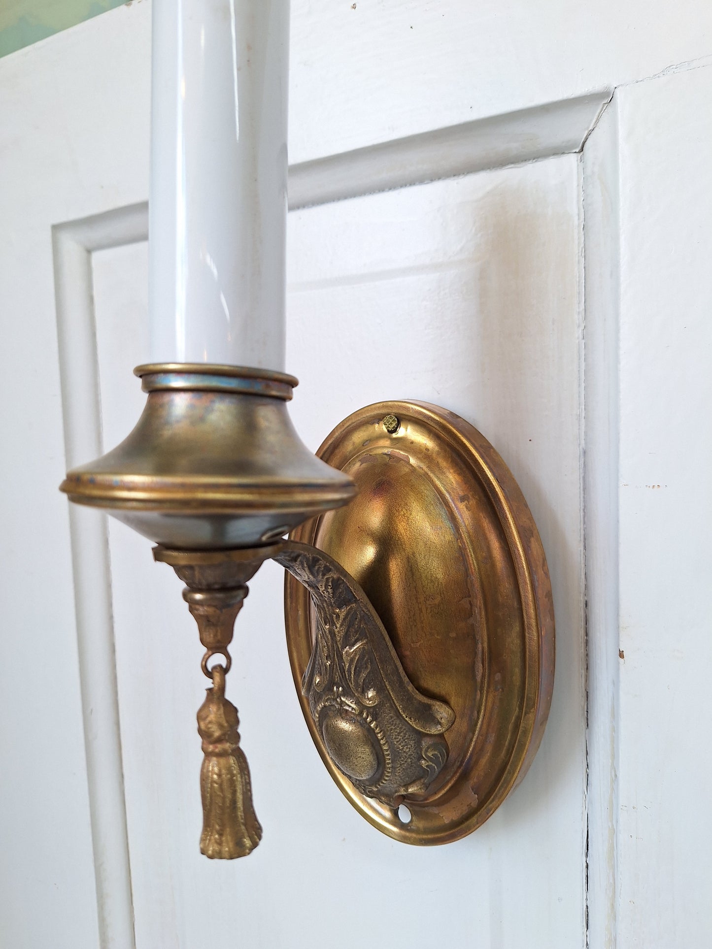 Set of 5 Vintage Brass Sconces, Five Matching Antique Wall Sconce Lights with Candle Sockets, Pair of Vintage Brass Candle Sconces 071801