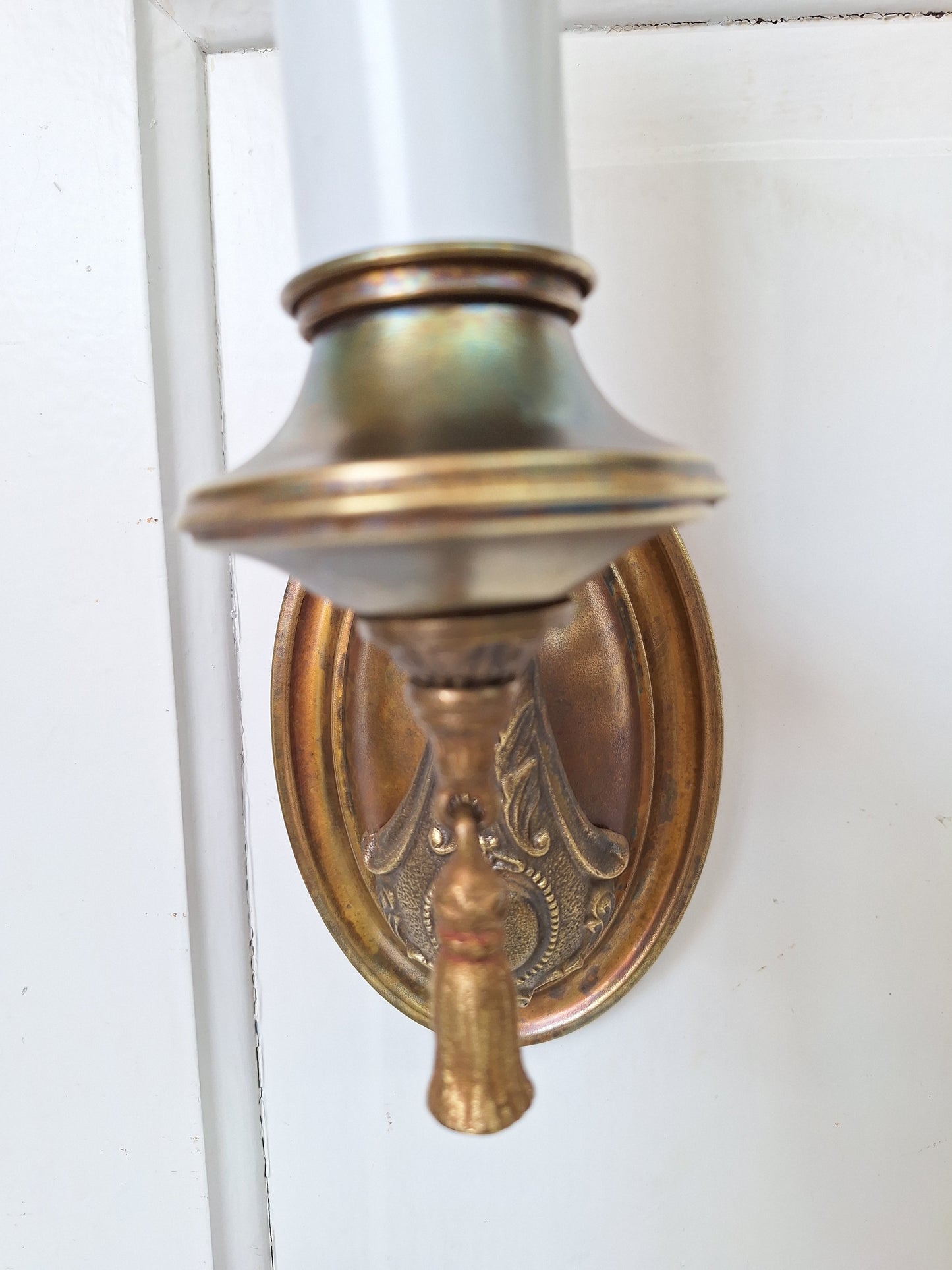 Set of 5 Vintage Brass Sconces, Five Matching Antique Wall Sconce Lights with Candle Sockets, Pair of Vintage Brass Candle Sconces 071801