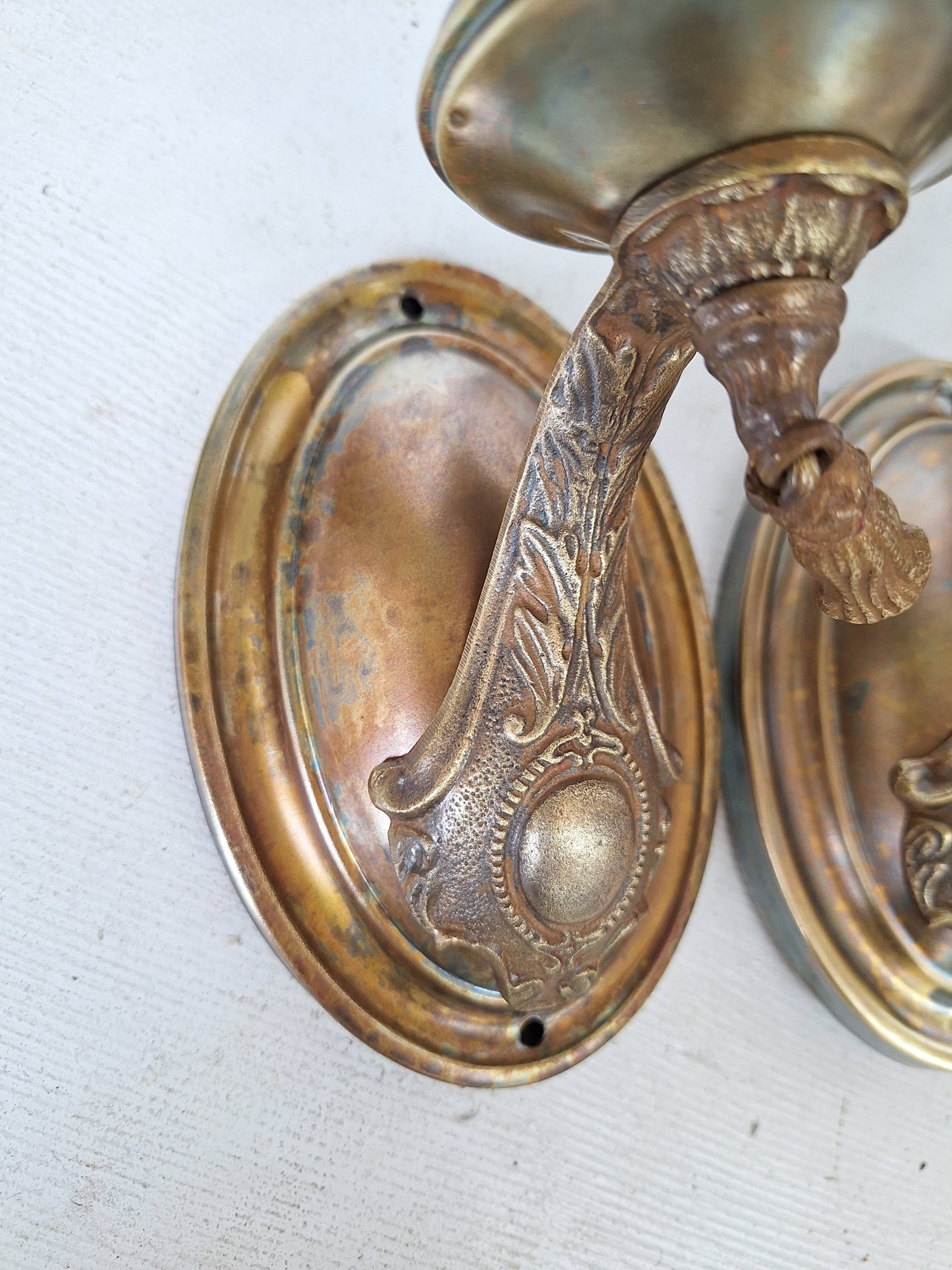 Set of 5 Vintage Brass Sconces, Five Matching Antique Wall Sconce Lights with Candle Sockets, Pair of Vintage Brass Candle Sconces 071801