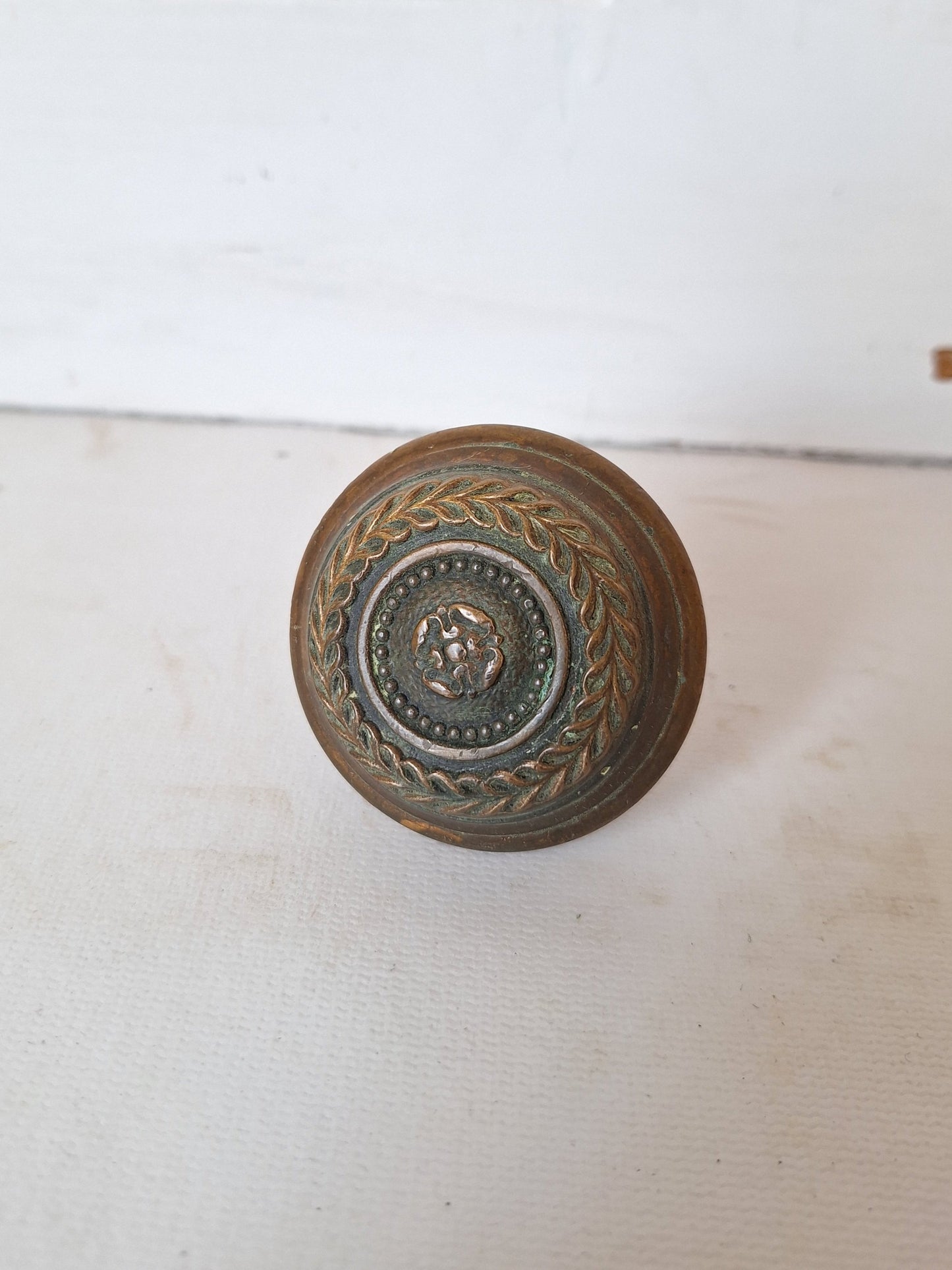 Antique Flower Petal Design Doorknob, Victorian Era Floral Pattern Door Knob, Antique Bronze Door Pull, Large Bronze Hardware 082109