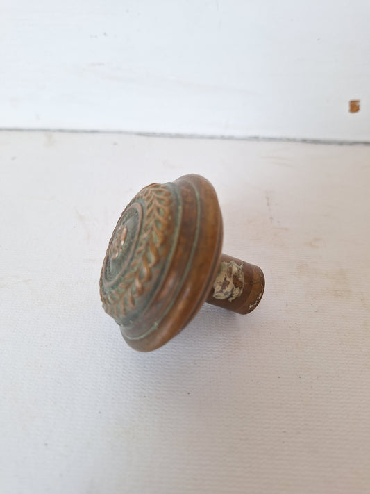 Antique Flower Petal Design Doorknob, Victorian Era Floral Pattern Door Knob, Antique Bronze Door Pull, Large Bronze Hardware 082109