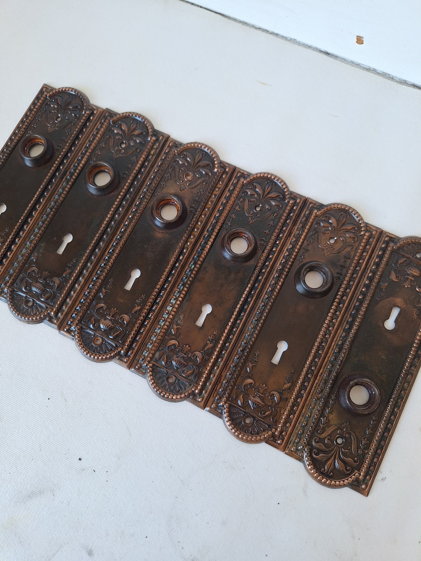 Pair of Antique Backplates, Fancy Door Plates, Door Knob Plates, Antique Escutcheons, Ornate Back Plates, Bronze Backplates 082701