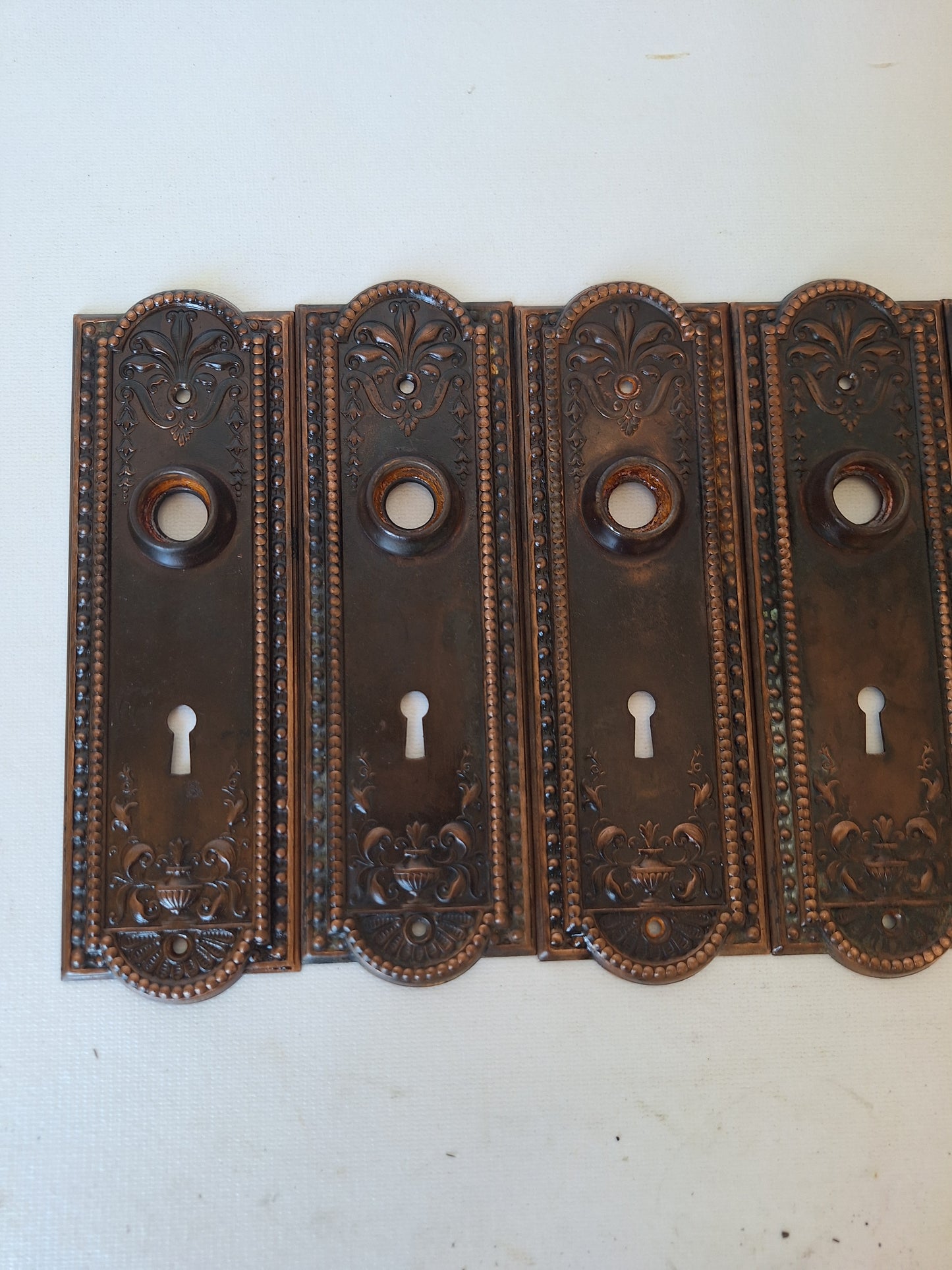 Pair of Antique Backplates, Fancy Door Plates, Door Knob Plates, Antique Escutcheons, Ornate Back Plates, Bronze Backplates 082701