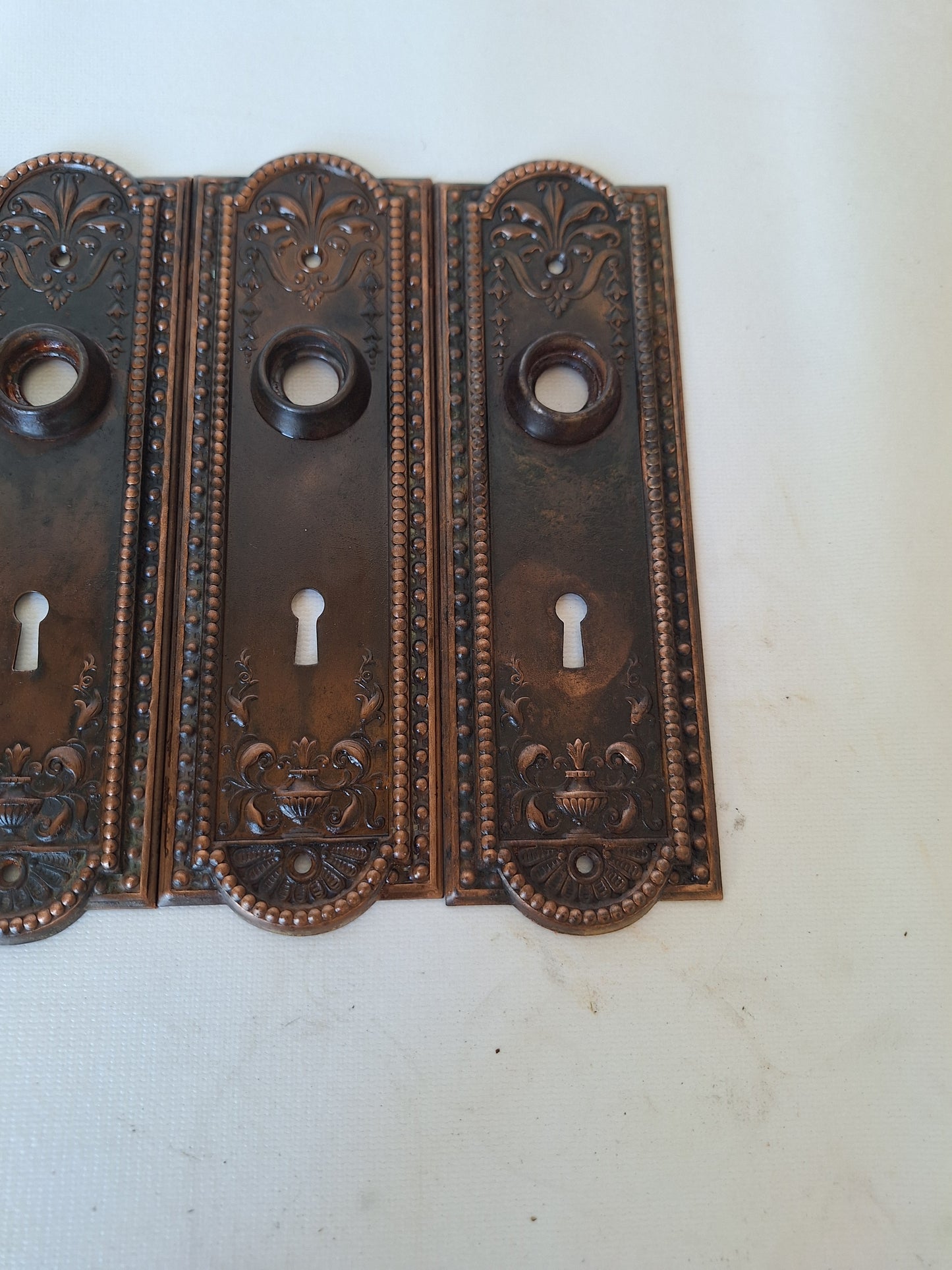 Pair of Antique Backplates, Fancy Door Plates, Door Knob Plates, Antique Escutcheons, Ornate Back Plates, Bronze Backplates 082701