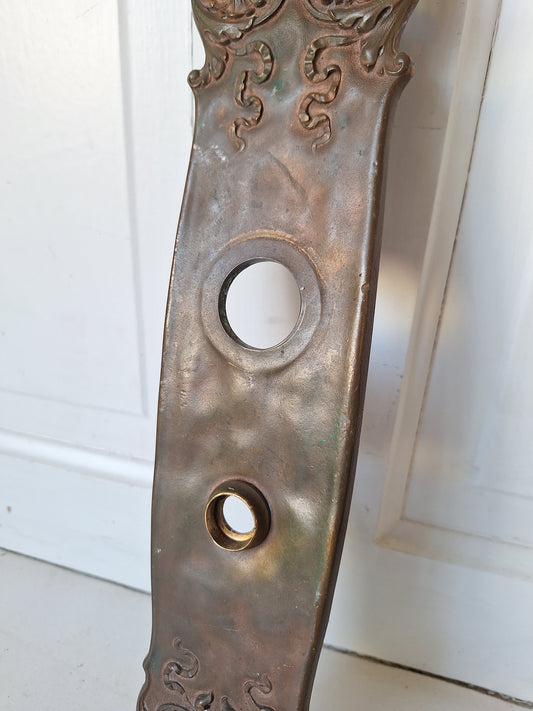 16" Large Bronze Victorian Exterior Back Plate, Bronze Escutcheon, Cylinder Lock Key Hole, Large Entry Plate, Front Door Escutcheon 091201