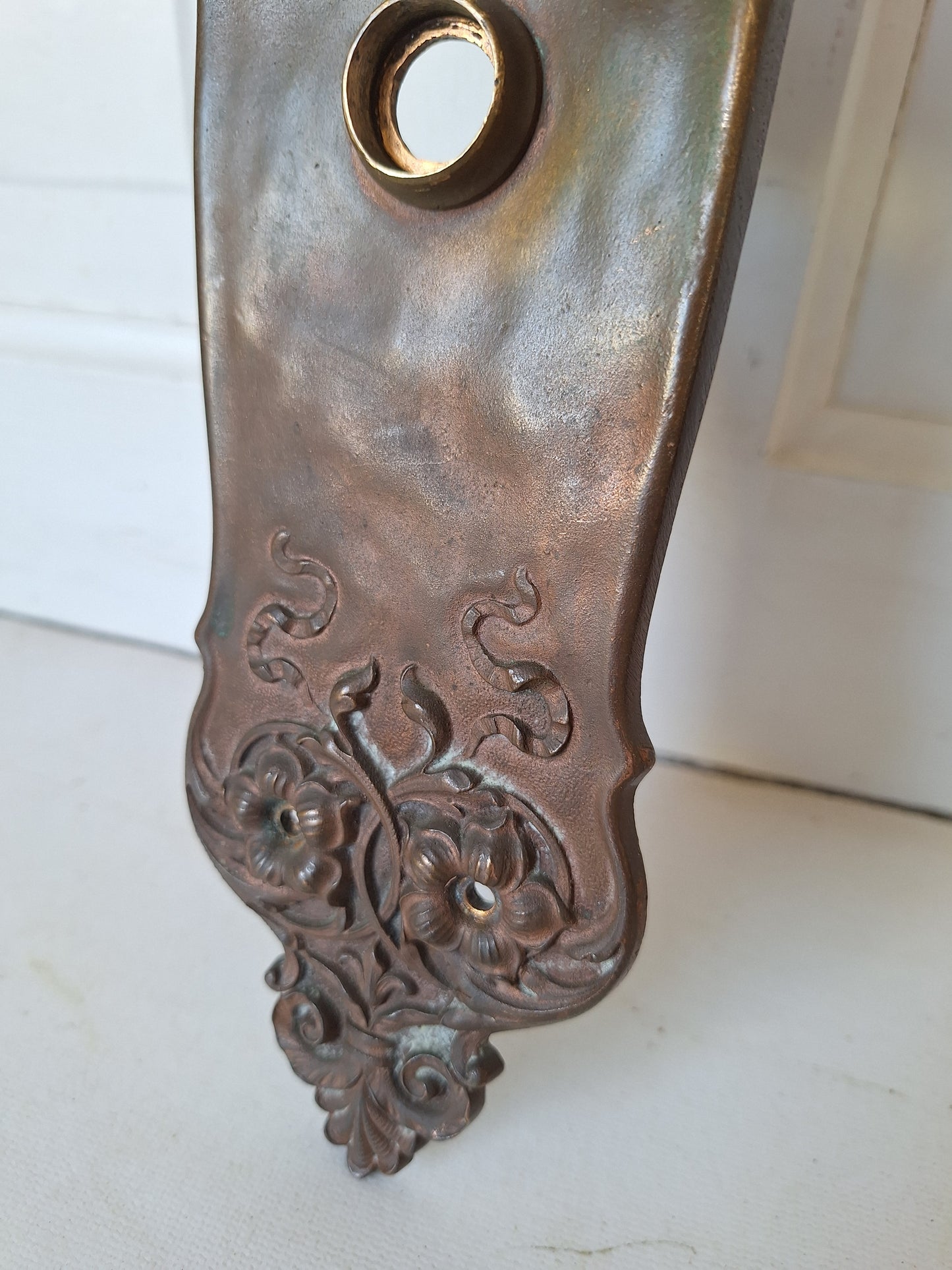 16" Large Bronze Victorian Exterior Back Plate, Bronze Escutcheon, Cylinder Lock Key Hole, Large Entry Plate, Front Door Escutcheon 091201