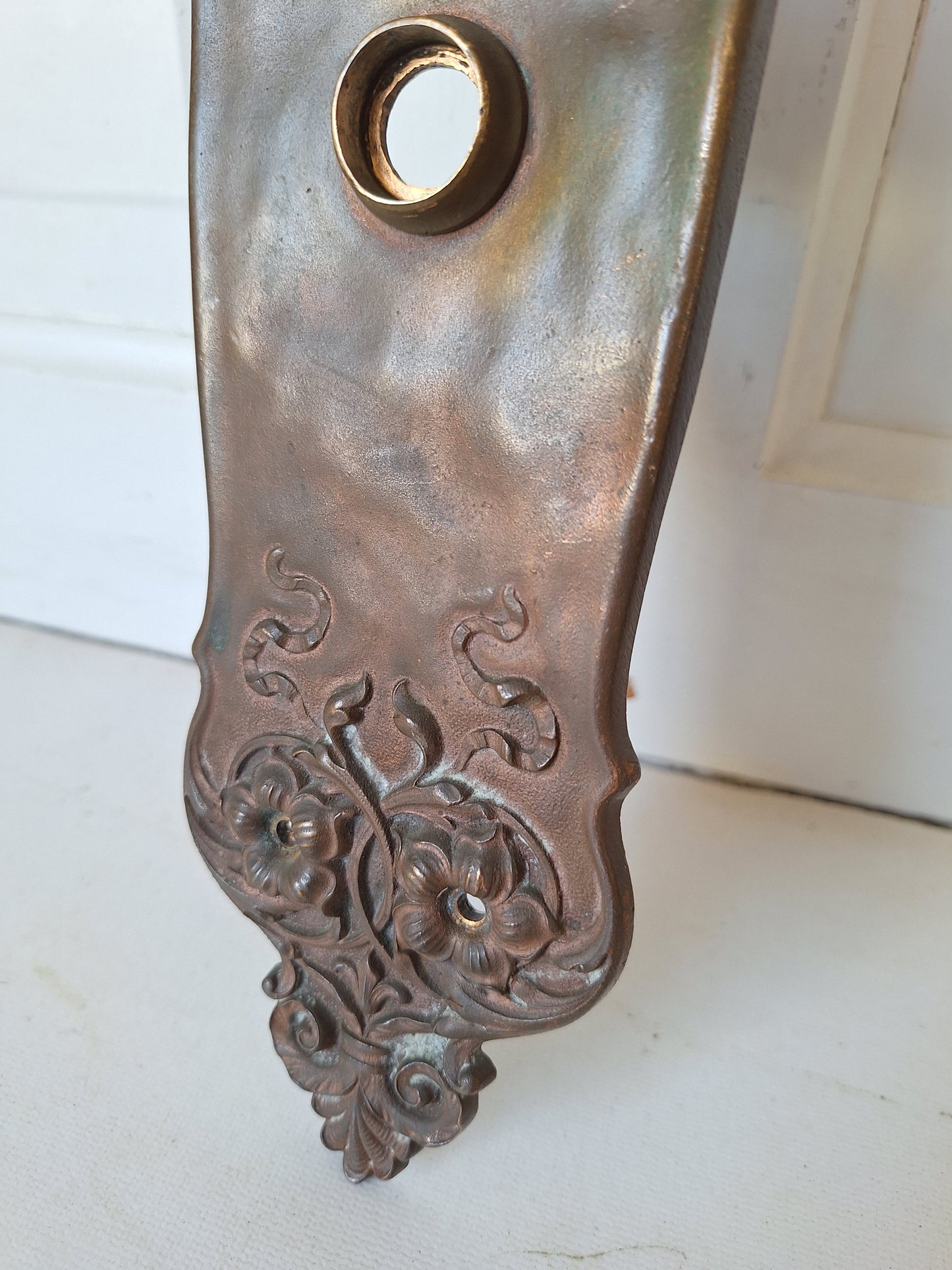 16" Large Bronze Victorian Exterior Back Plate, Bronze Escutcheon, Cylinder Lock Key Hole, Large Entry Plate, Front Door Escutcheon 091201