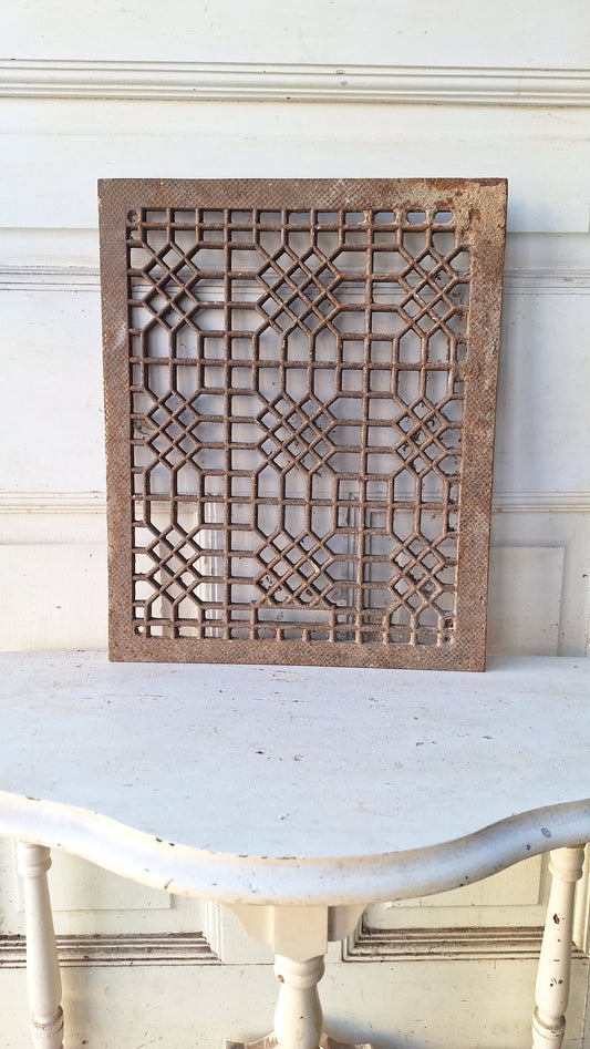 13 x 17 Large Decorative Wall Vent Grate, Antique Cast Iron Register Cover 093001