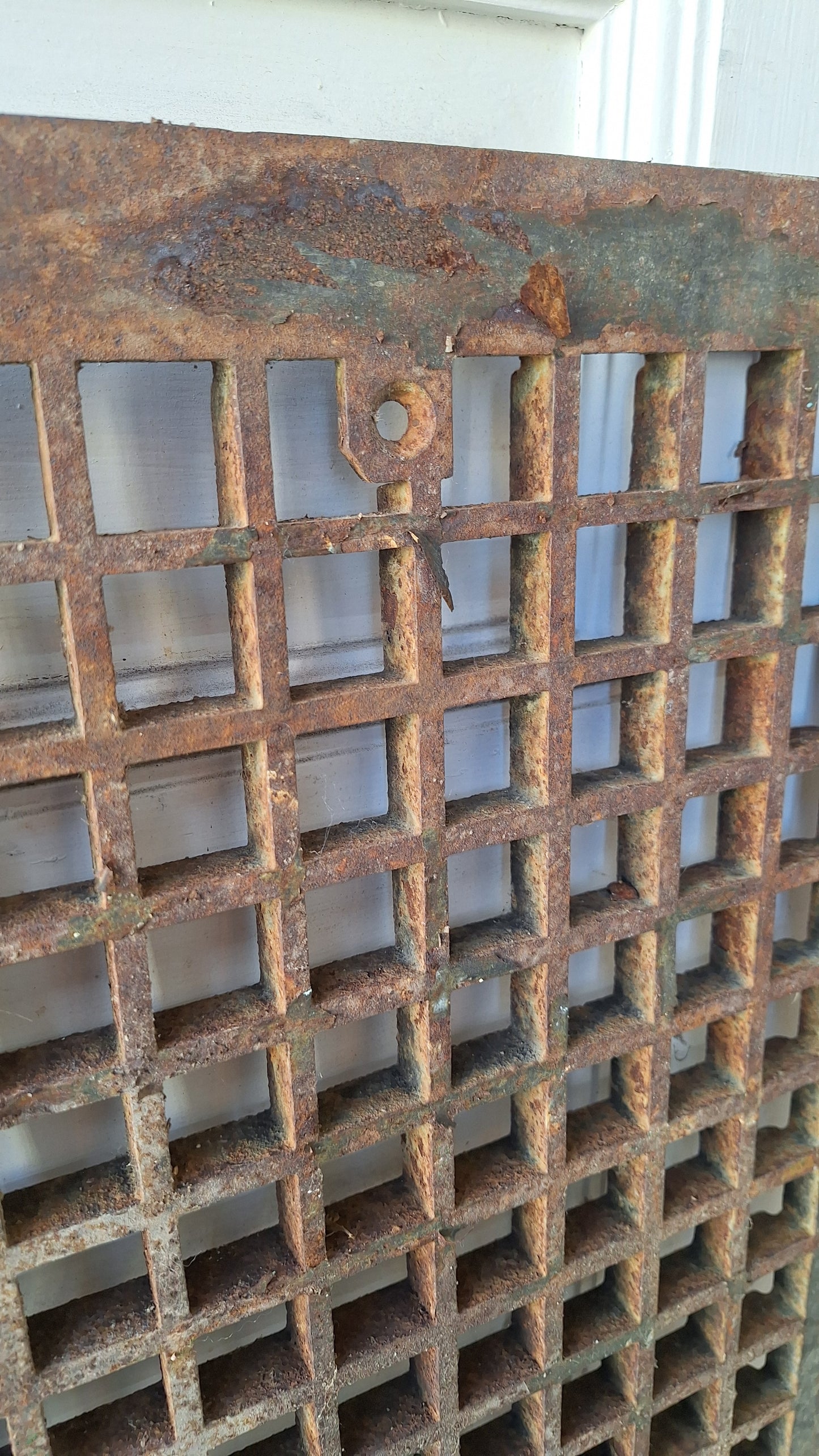 29 x 29 Antique Cast Iron Floor Grate, Vintage Metal Narrow Vent Cover